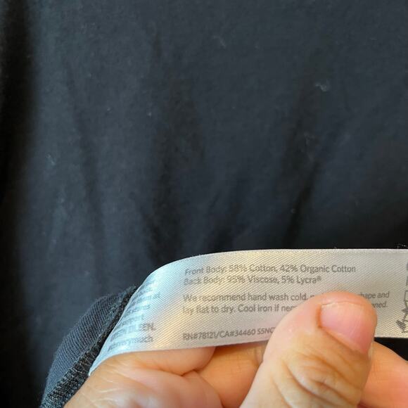 Eileen Fisher Nomadic Stripe Black Split Neck Size 3X Organic Cotton Blend - Picture 5 of 5